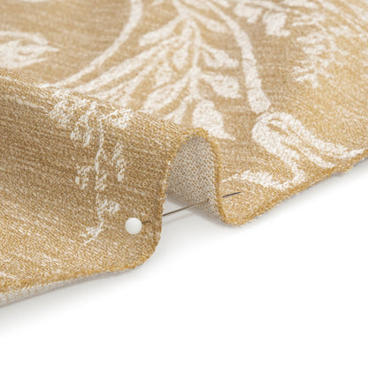 Polyester and Cotton Jacquard - Gold Scrolls and Leaves - British Imported Detail