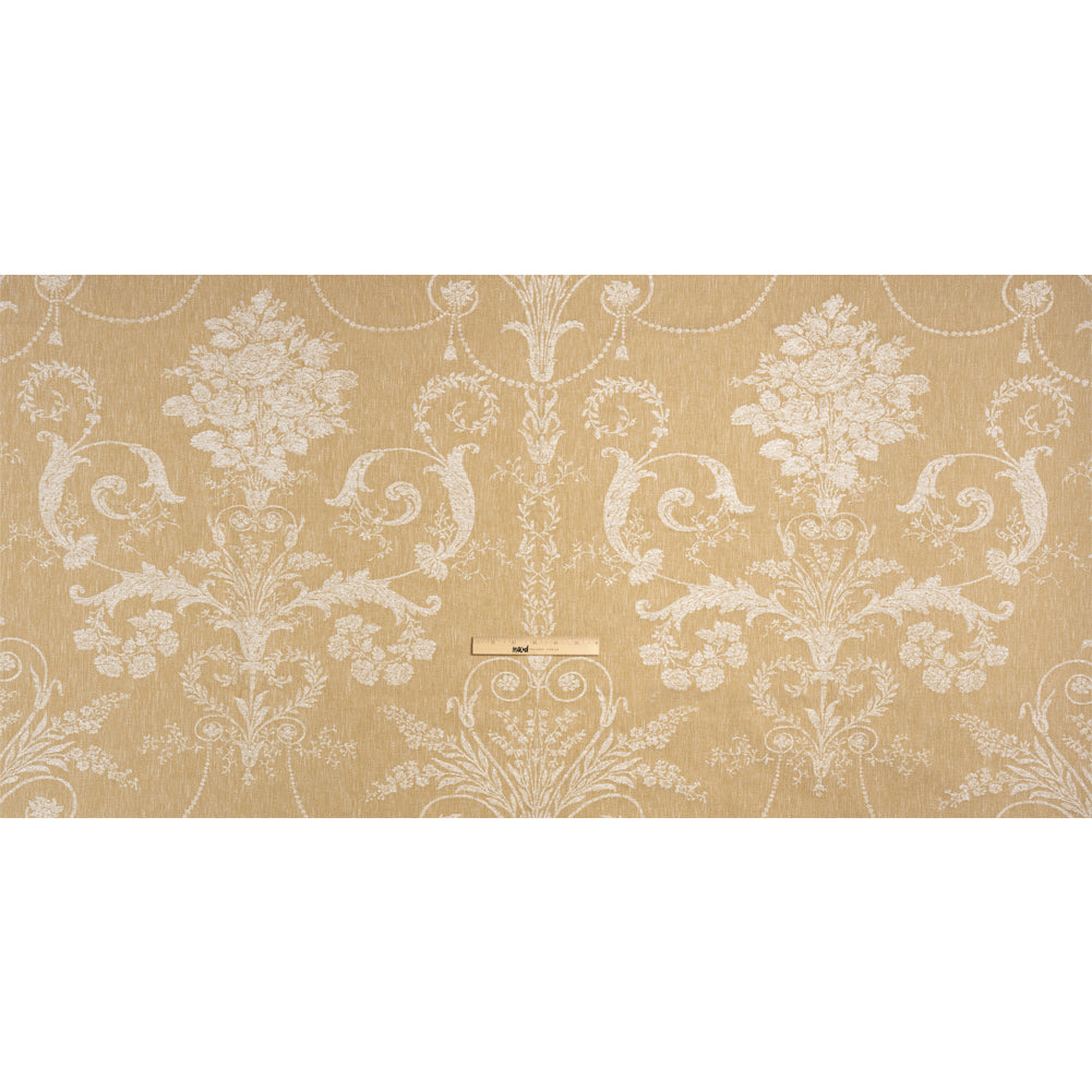 Polyester and Cotton Jacquard - Gold Scrolls and Leaves - British Imported Full