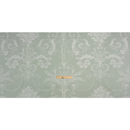 Polyester and Cotton Jacquard - Gray Green Scrolls and Leaves - British Imported Full