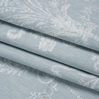 Polyester and Cotton Jacquard - Pale Seaspray Scrolls and Leaves - British Imported Folded