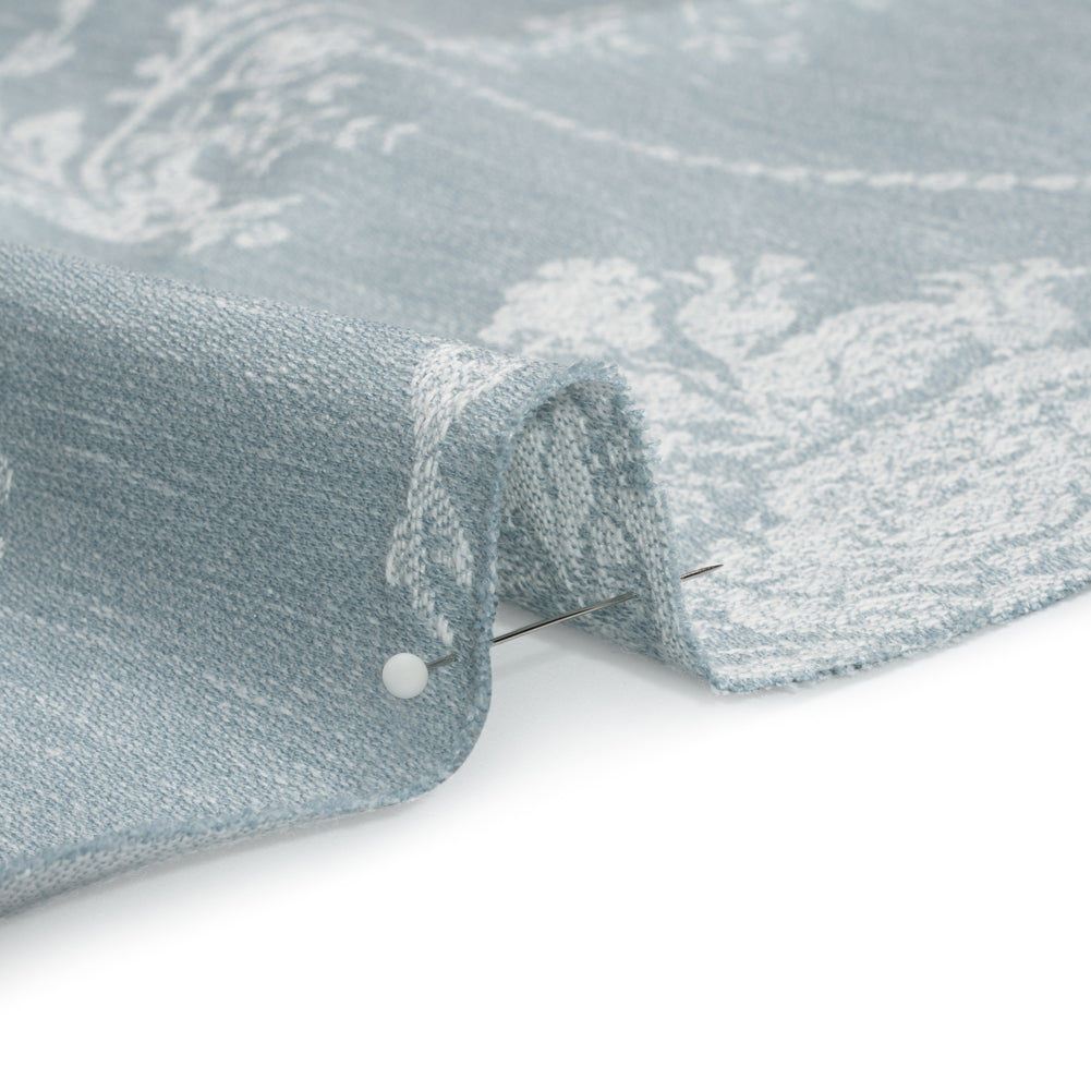 Polyester and Cotton Jacquard - Pale Seaspray Scrolls and Leaves - British Imported Detail