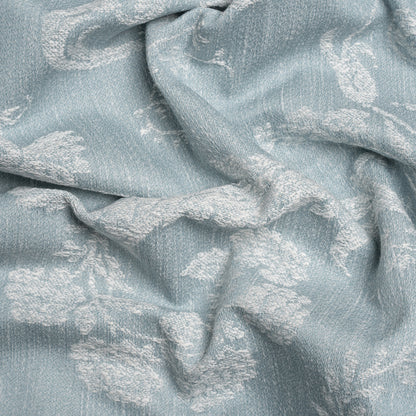 Polyester and Cotton Jacquard - Pale Seaspray Scrolls and Leaves - British Imported