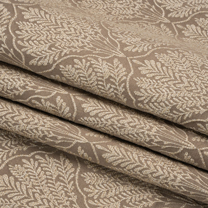 Metallic Drapery Jacquard - Mole Leafy Fans - British Imported Folded