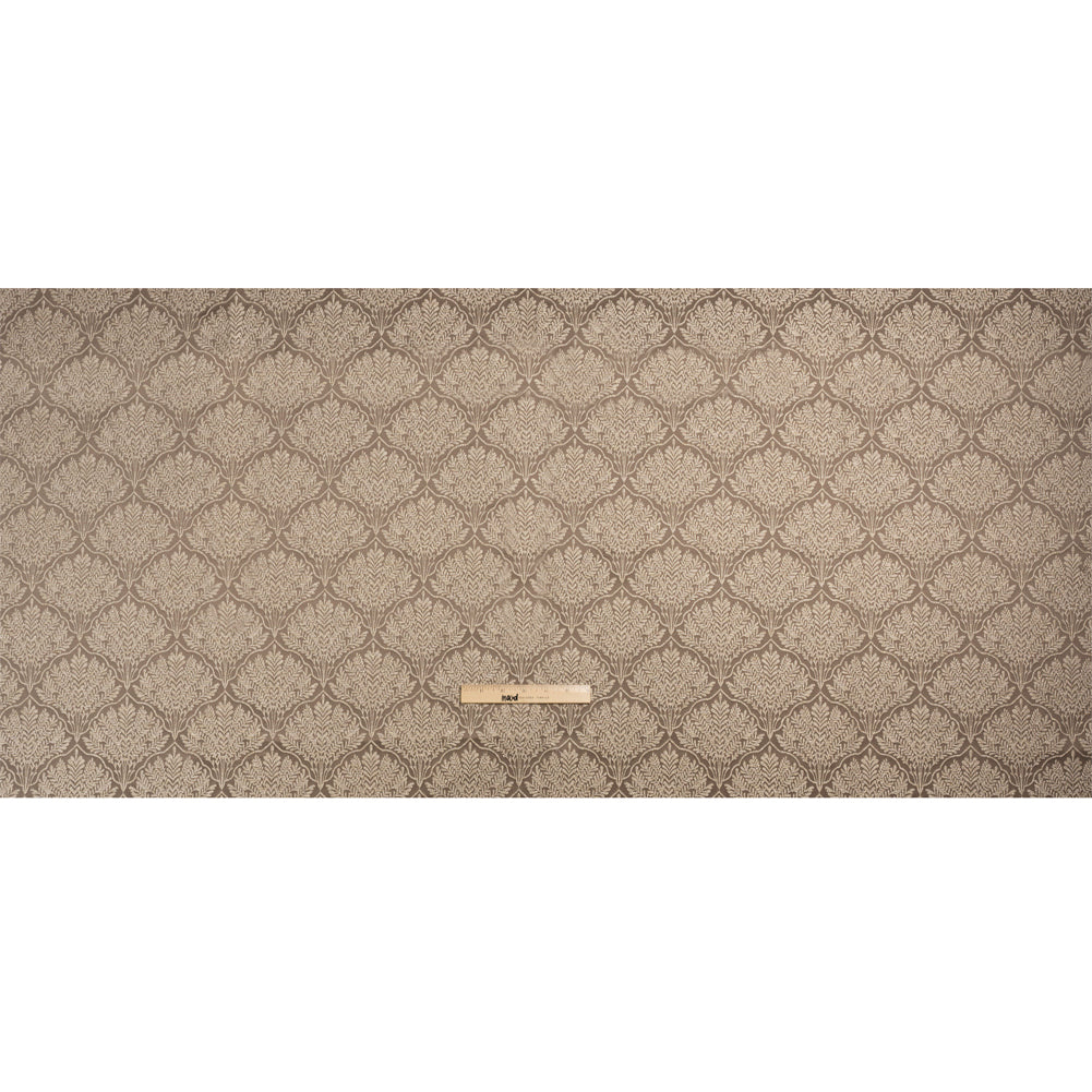 Metallic Drapery Jacquard - Mole Leafy Fans - British Imported Full