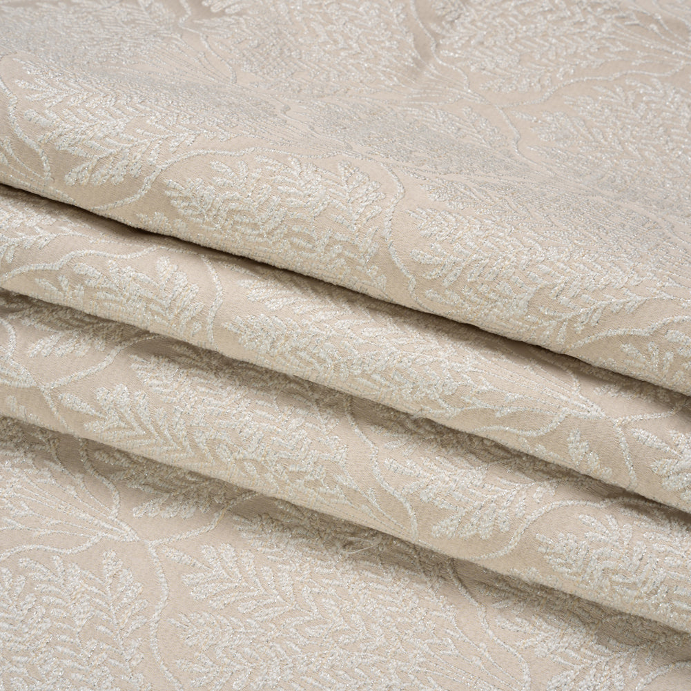 Metallic Drapery Jacquard - Porcelain Leafy Fans - British Imported Folded
