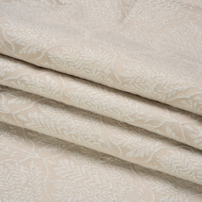 Metallic Drapery Jacquard - Porcelain Leafy Fans - British Imported Folded