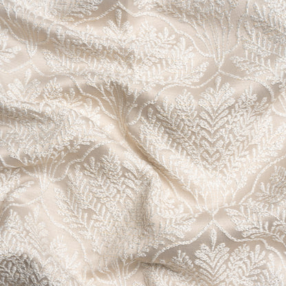 Metallic Drapery Jacquard - Porcelain Leafy Fans - British Imported