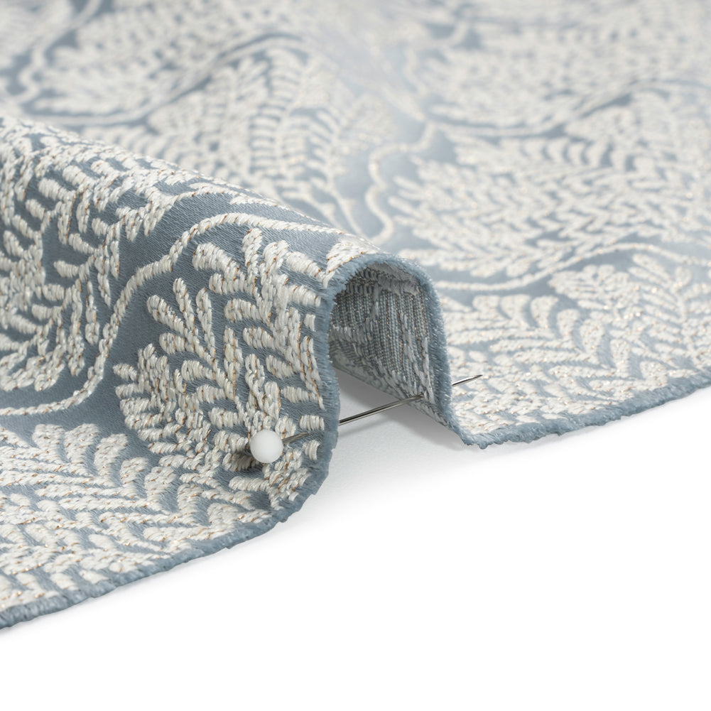 Metallic Drapery Jacquard - Wedgewood Leafy Fans - British Imported Detail