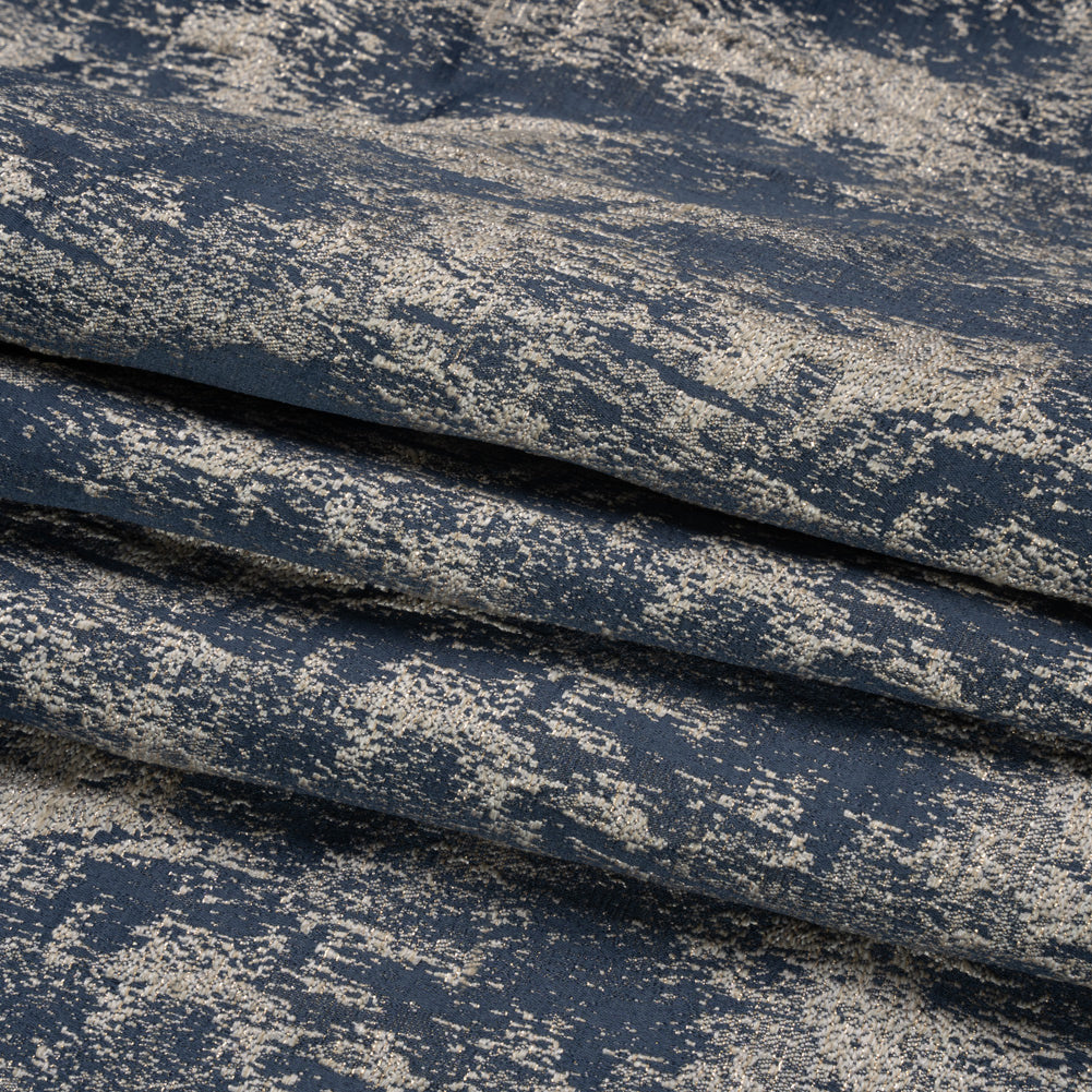 Metallic Drapery Jacquard - Ink Abstract - British Imported Folded