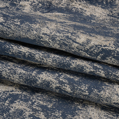Metallic Drapery Jacquard - Ink Abstract - British Imported Folded