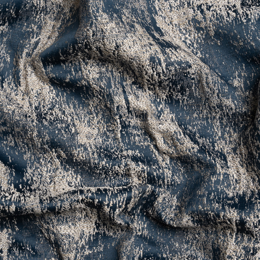 Metallic Drapery Jacquard - Ink Abstract - British Imported