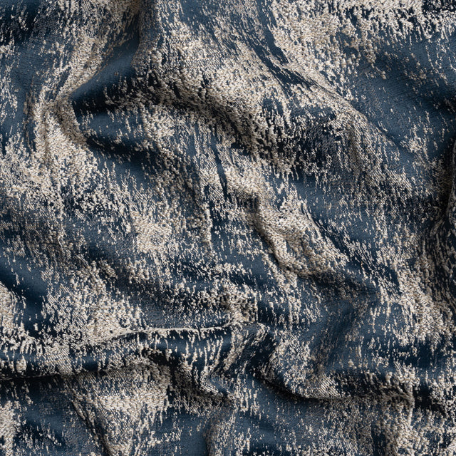Metallic Drapery Jacquard - Ink Abstract - British Imported