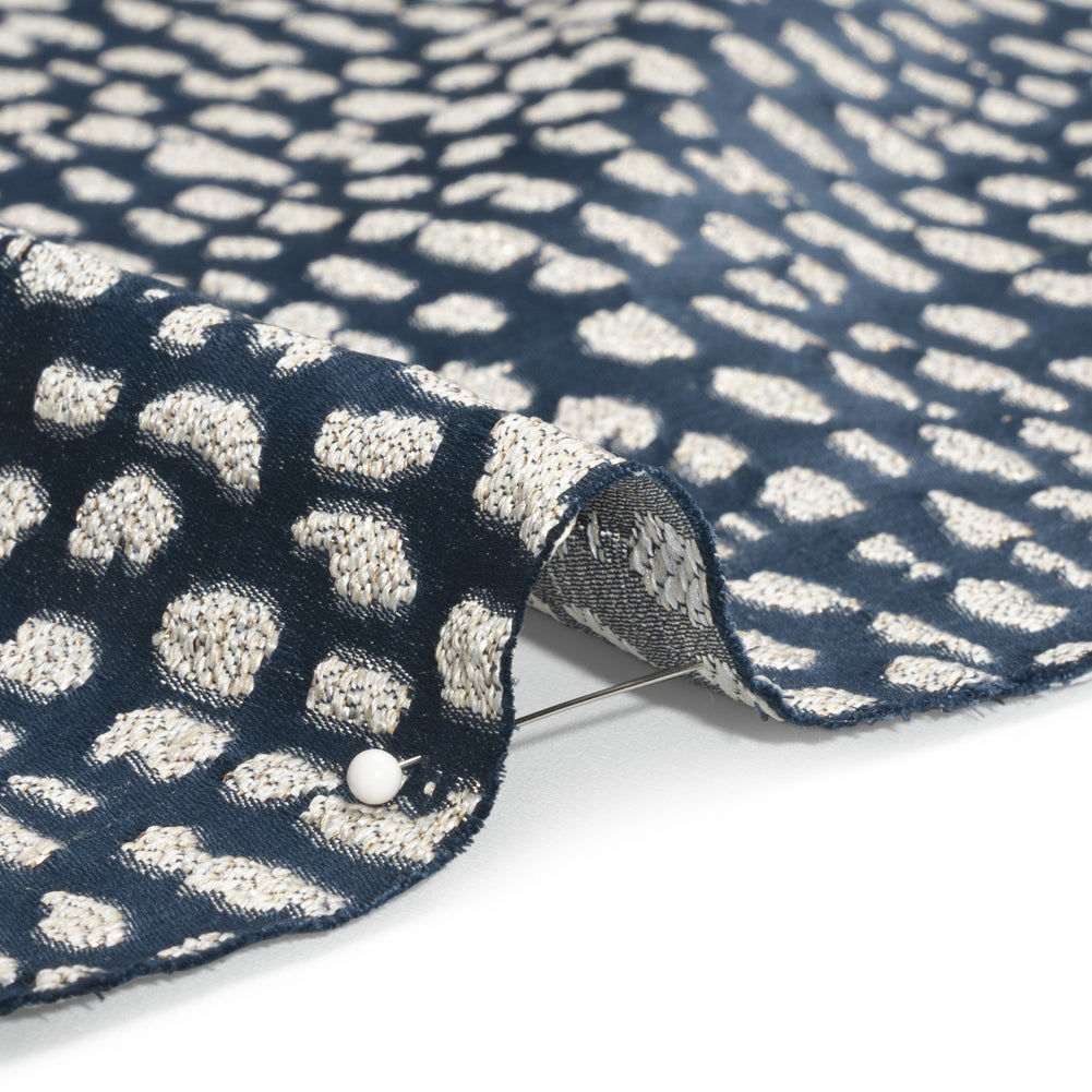 Metallic Drapery Jacquard - Ink Spotted Abstract - British Imported Detail