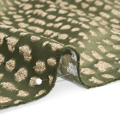 Metallic Drapery Jacquard - Olive Spotted Abstract - British Imported Detail