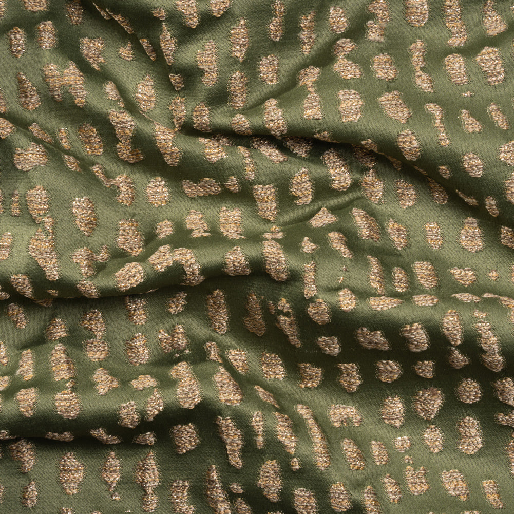 Metallic Drapery Jacquard - Olive Spotted Abstract - British Imported