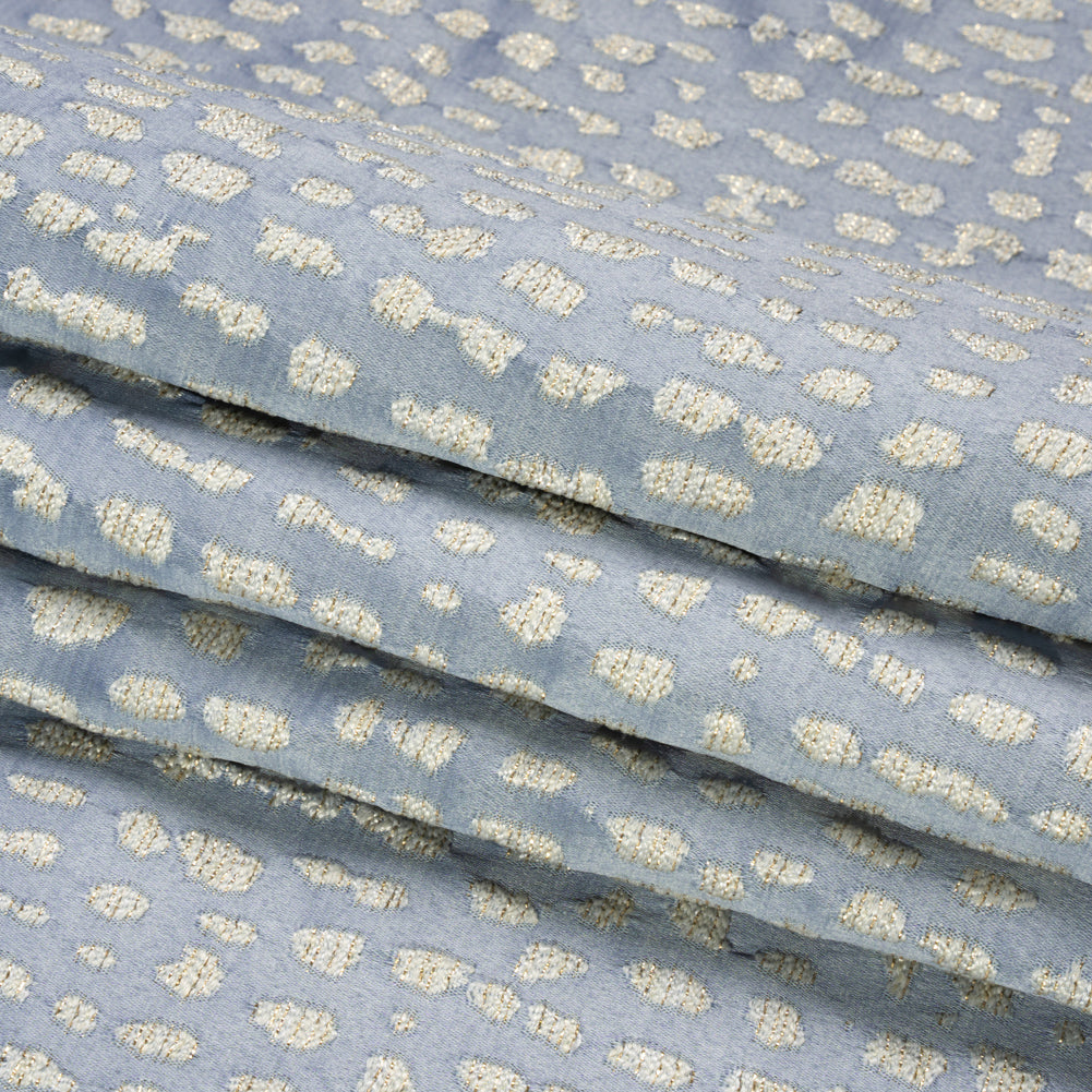 Metallic Drapery Jacquard - Wedgewood Spotted Abstract - British Imported Folded