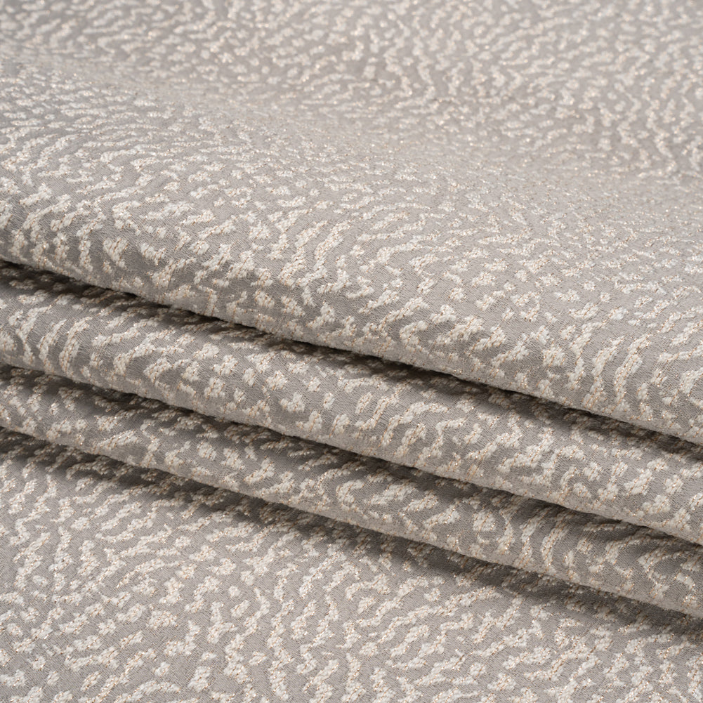 Metallic Drapery Jacquard - Dove Mottled - British Imported Folded