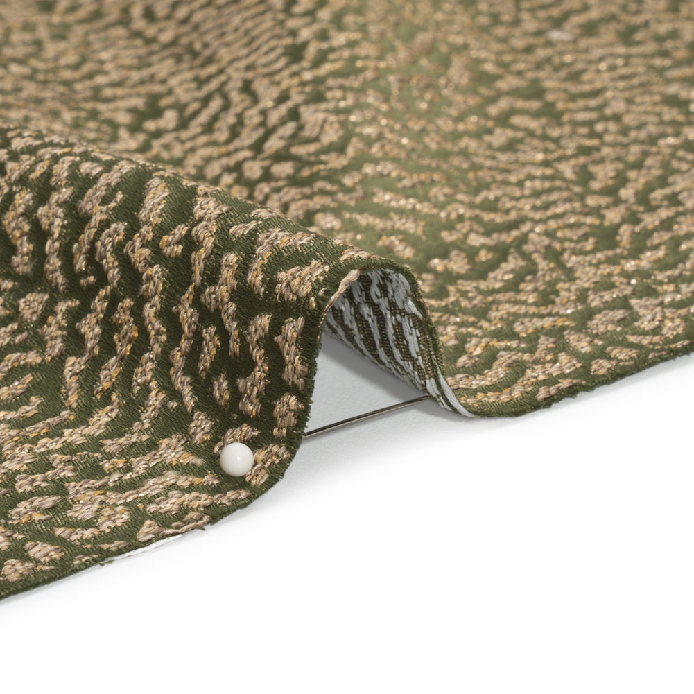 Metallic Drapery Jacquard - Olive Mottled - British Imported Detail
