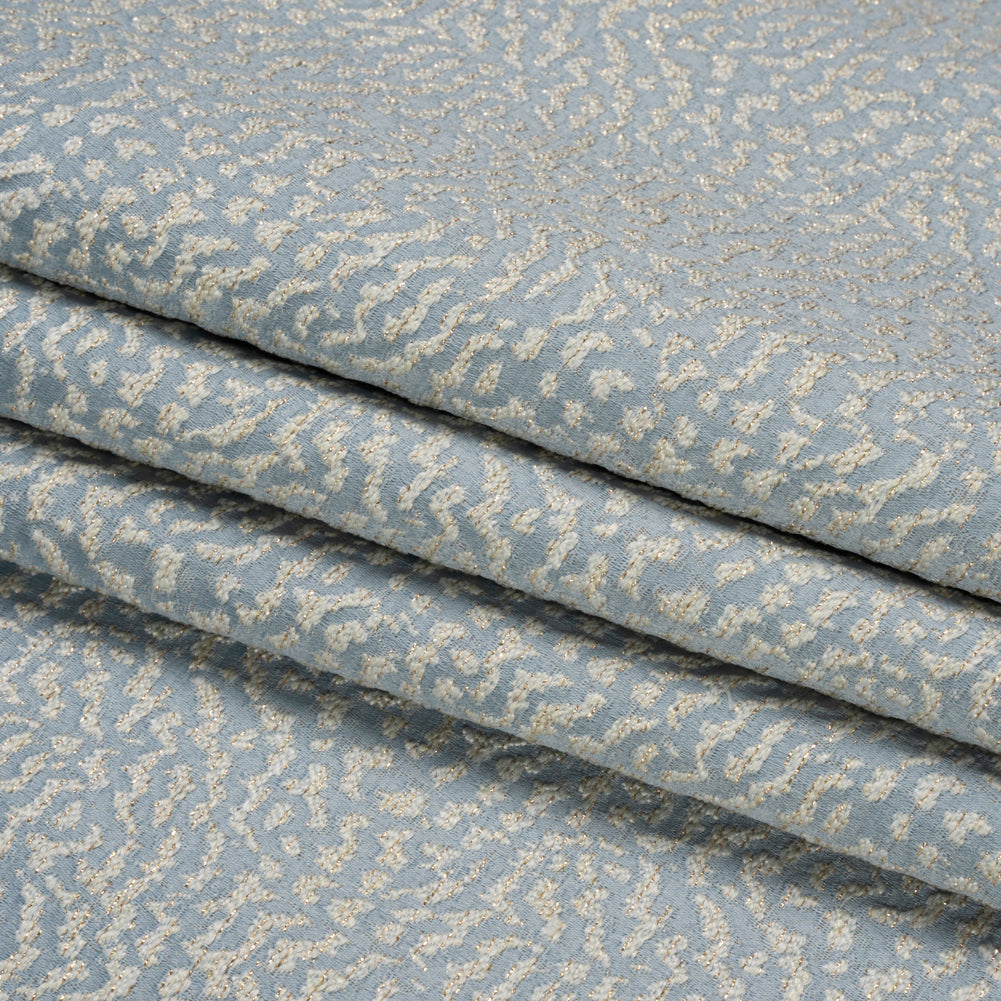 Metallic Drapery Jacquard - Wedgewood Mottled - British Imported Folded