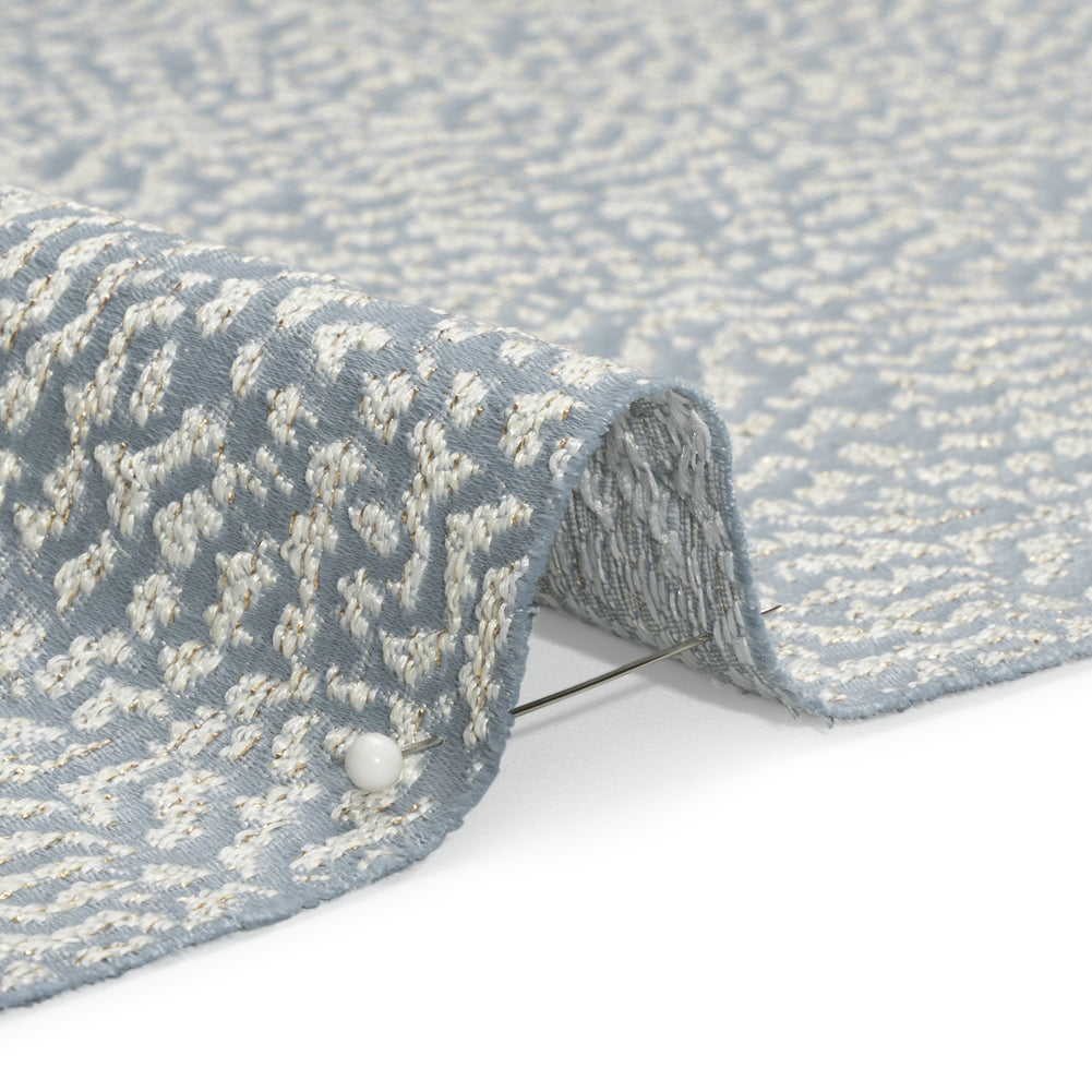 Metallic Drapery Jacquard - Wedgewood Mottled - British Imported Detail