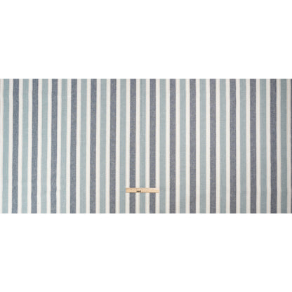 Slubbed Cotton Blend Woven - Denim Wide Stripes - British Imported Full
