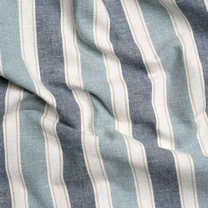 Slubbed Cotton Blend Woven - Denim Wide Stripes - British Imported