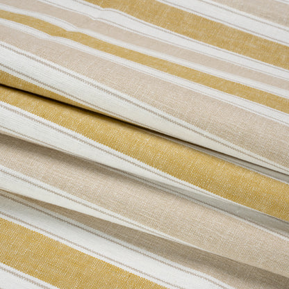 Slubbed Cotton Blend Woven - Pollen Wide Stripes - British Imported Folded
