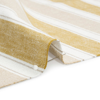 Slubbed Cotton Blend Woven - Pollen Wide Stripes - British Imported Detail
