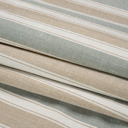Slubbed Cotton Blend Woven - Seafoam Wide Stripes - British Imported Folded