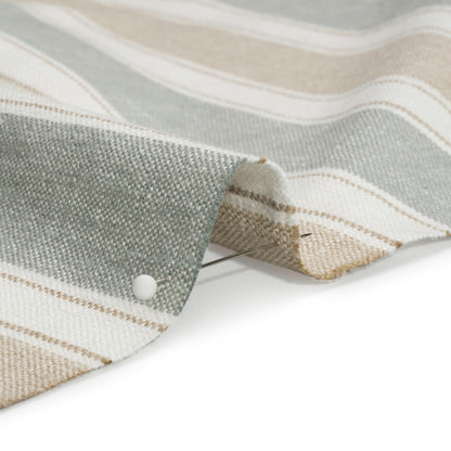 Slubbed Cotton Blend Woven - Seafoam Wide Stripes - British Imported Detail