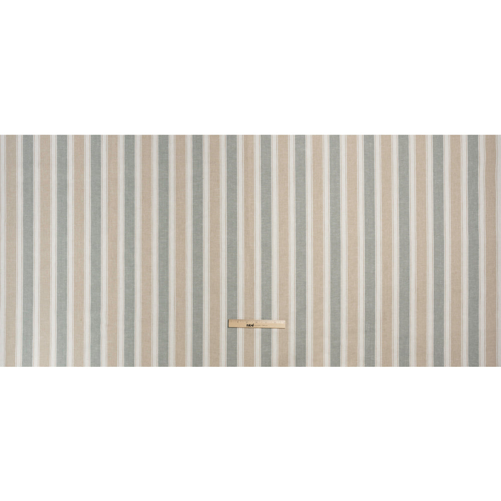 Slubbed Cotton Blend Woven - Seafoam Wide Stripes - British Imported Full