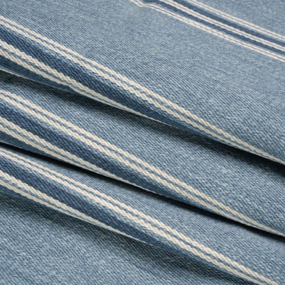 Cotton and Polyester Drapery Twill - Denim Striped - British Imported Folded