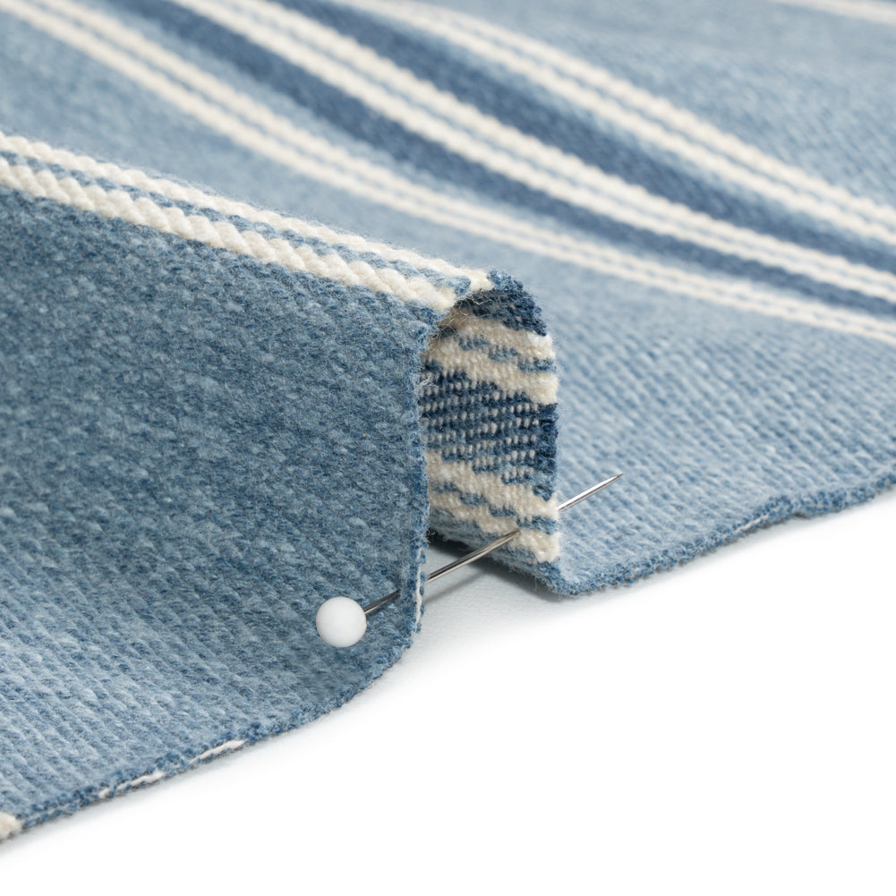 Cotton and Polyester Drapery Twill - Denim Striped - British Imported Detail