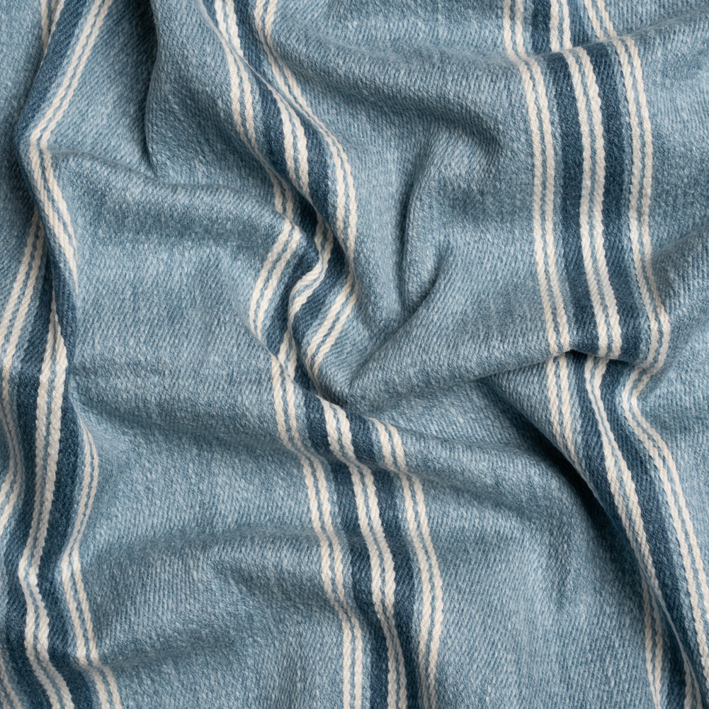 Cotton and Polyester Drapery Twill - Denim Striped - British Imported