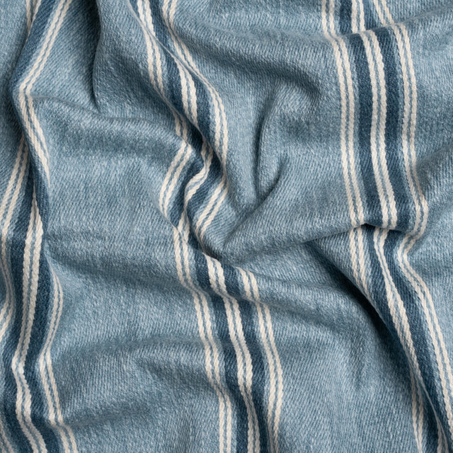 Cotton and Polyester Drapery Twill - Denim Striped - British Imported