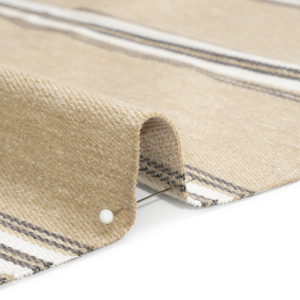 Cotton and Polyester Drapery Twill - Fawn Striped - British Imported Detail