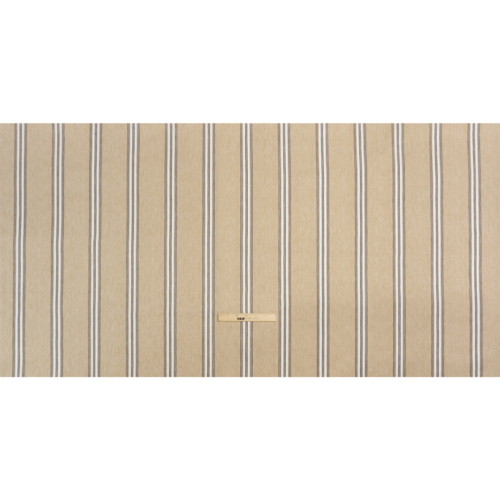 Cotton and Polyester Drapery Twill - Fawn Striped - British Imported Full