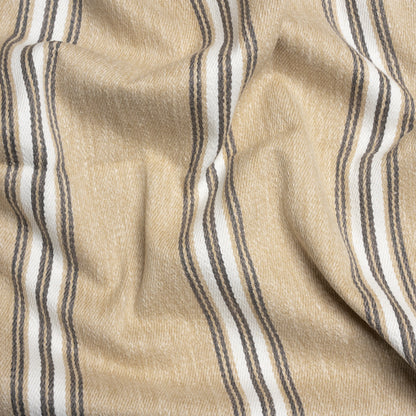 Cotton and Polyester Drapery Twill - Fawn Striped - British Imported