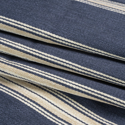 Cotton and Polyester Drapery Twill - Indigo Striped - British Imported Folded