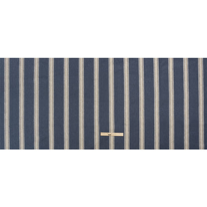 Cotton and Polyester Drapery Twill - Indigo Striped - British Imported Full