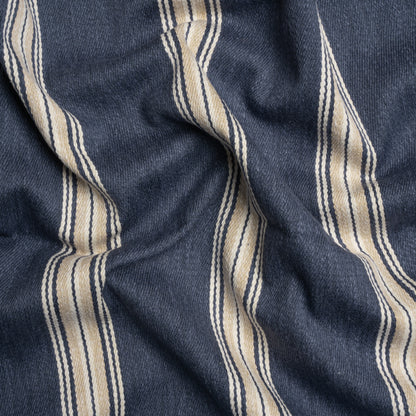 Cotton and Polyester Drapery Twill - Indigo Striped - British Imported