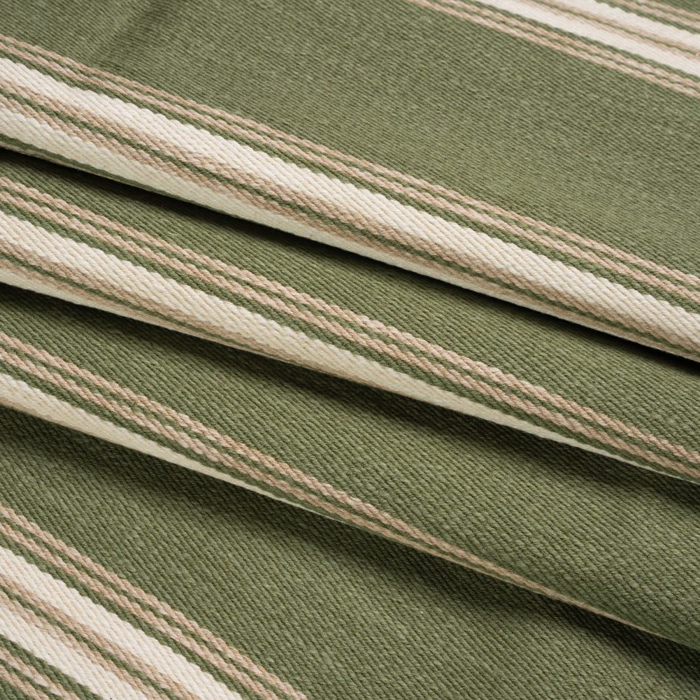 Cotton and Polyester Drapery Twill - Spruce Striped - British Imported Folded