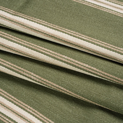 Cotton and Polyester Drapery Twill - Spruce Striped - British Imported Folded