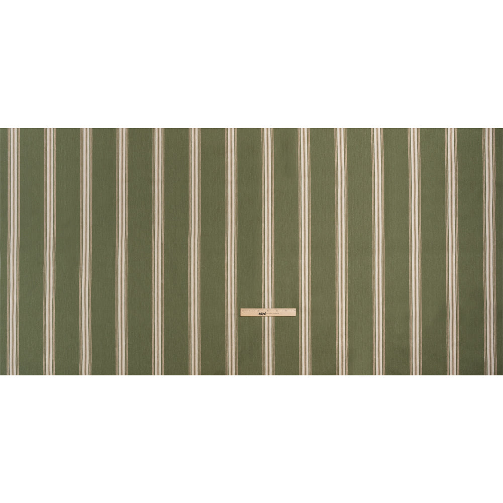 Cotton and Polyester Drapery Twill - Spruce Striped - British Imported Full