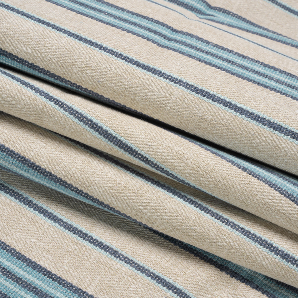 Polyester and Cotton Twill - Denim Herringbone Stripes - British Imported Folded