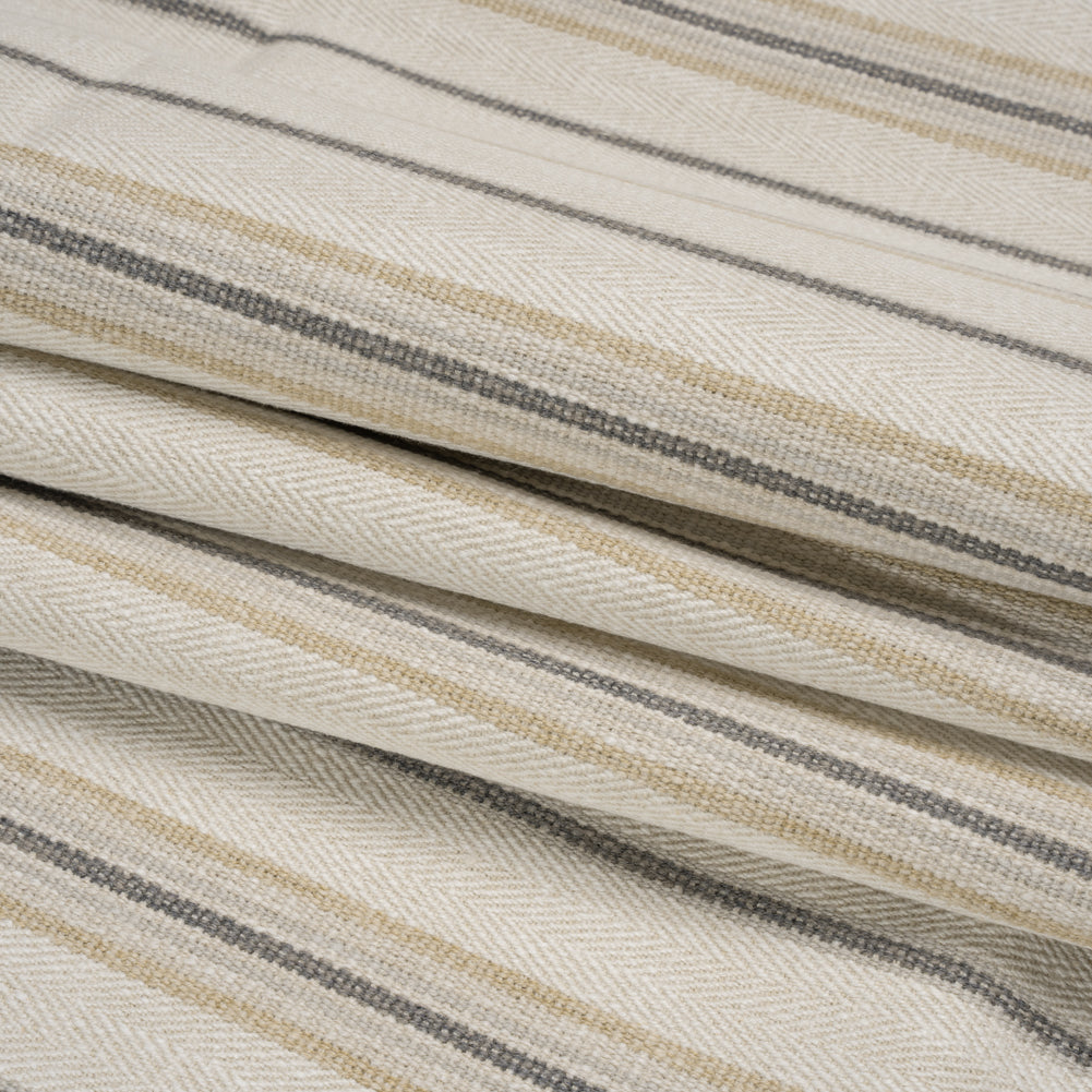 Polyester and Cotton Twill - Fawn Herringbone Stripes - British Imported Folded