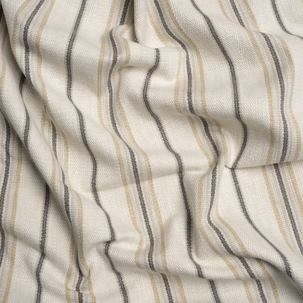 Polyester and Cotton Twill - Fawn Herringbone Stripes - British Imported