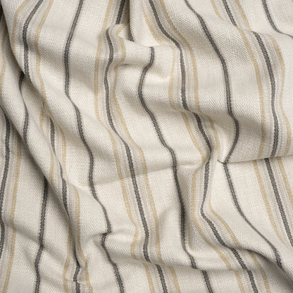 Polyester and Cotton Twill - Fawn Herringbone Stripes - British Imported