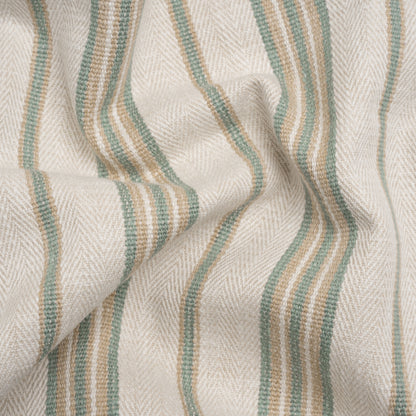 Polyester and Cotton Twill - Seafoam Herringbone Stripes - British Imported