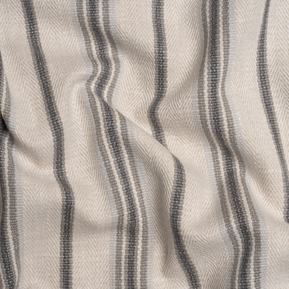 Polyester and Cotton Twill - Slate Herringbone Stripes - British Imported